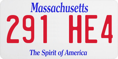 MA license plate 291HE4