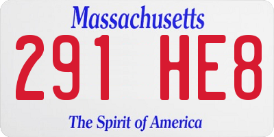MA license plate 291HE8