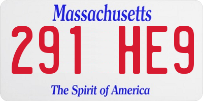 MA license plate 291HE9