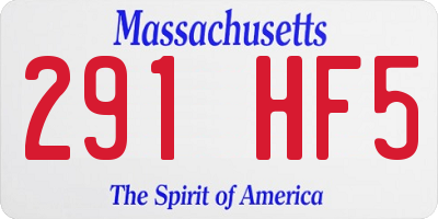 MA license plate 291HF5