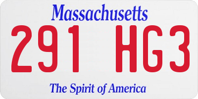 MA license plate 291HG3