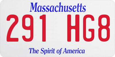 MA license plate 291HG8