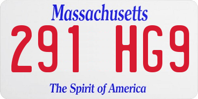MA license plate 291HG9