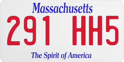 MA license plate 291HH5