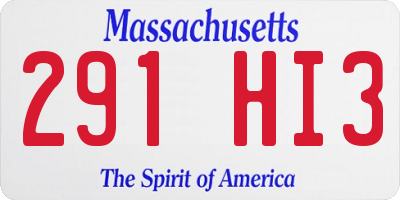 MA license plate 291HI3