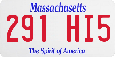 MA license plate 291HI5