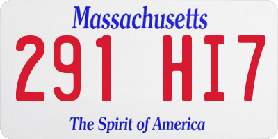MA license plate 291HI7