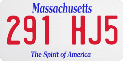MA license plate 291HJ5