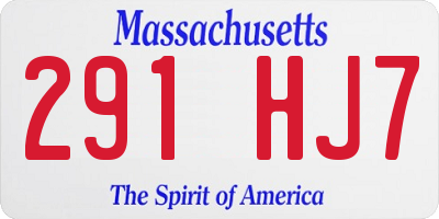 MA license plate 291HJ7