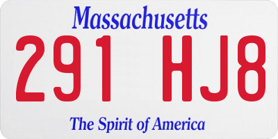 MA license plate 291HJ8
