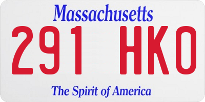 MA license plate 291HK0