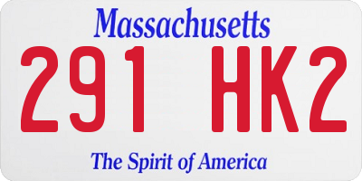 MA license plate 291HK2