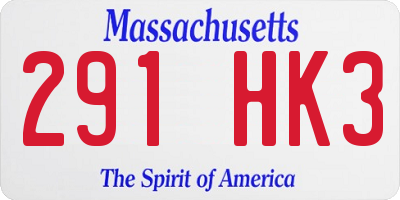 MA license plate 291HK3