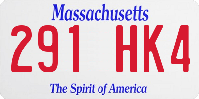 MA license plate 291HK4