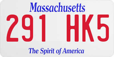 MA license plate 291HK5
