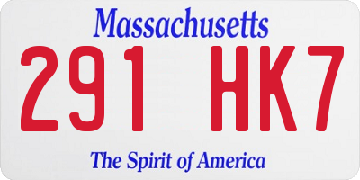 MA license plate 291HK7