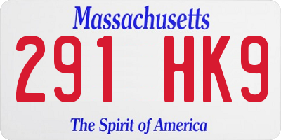 MA license plate 291HK9