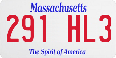 MA license plate 291HL3