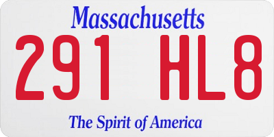 MA license plate 291HL8
