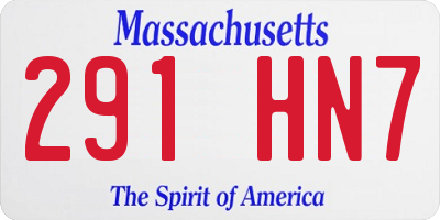 MA license plate 291HN7