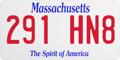 MA license plate 291HN8