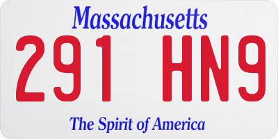 MA license plate 291HN9