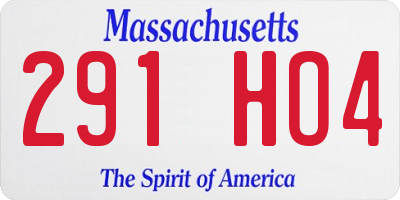 MA license plate 291HO4