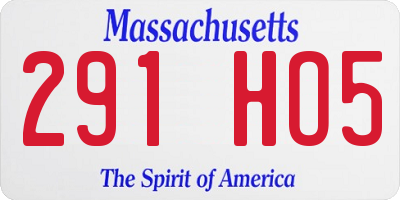 MA license plate 291HO5