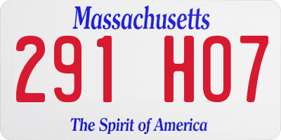 MA license plate 291HO7