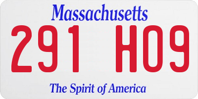 MA license plate 291HO9