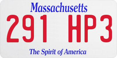 MA license plate 291HP3