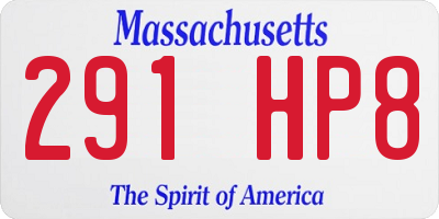 MA license plate 291HP8