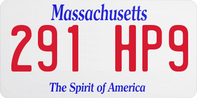 MA license plate 291HP9