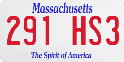 MA license plate 291HS3