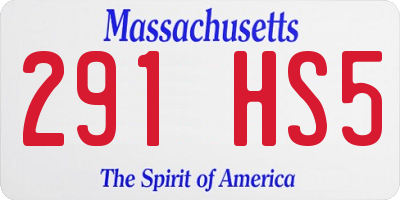 MA license plate 291HS5