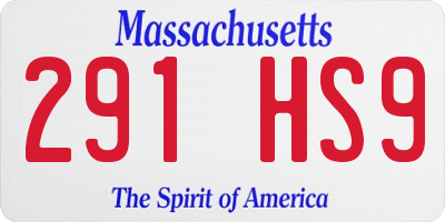 MA license plate 291HS9