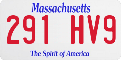 MA license plate 291HV9