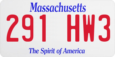 MA license plate 291HW3