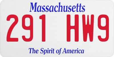 MA license plate 291HW9