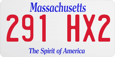 MA license plate 291HX2