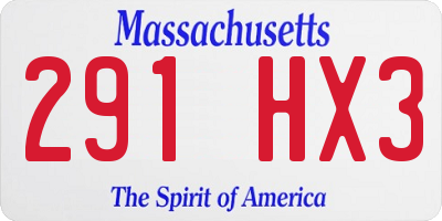 MA license plate 291HX3