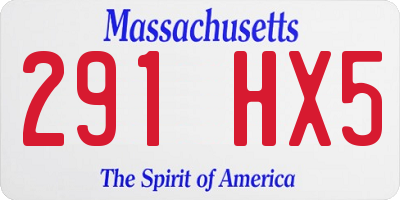MA license plate 291HX5