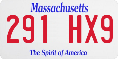 MA license plate 291HX9