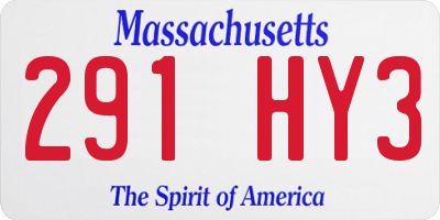 MA license plate 291HY3
