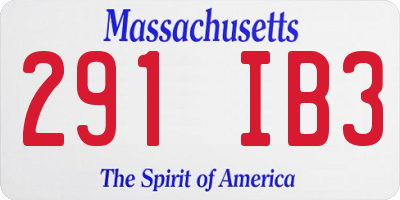 MA license plate 291IB3