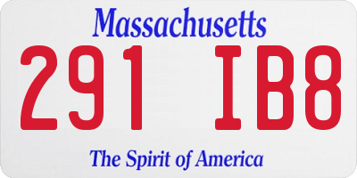 MA license plate 291IB8