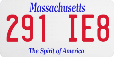 MA license plate 291IE8