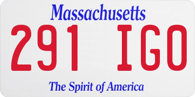 MA license plate 291IG0