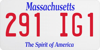 MA license plate 291IG1