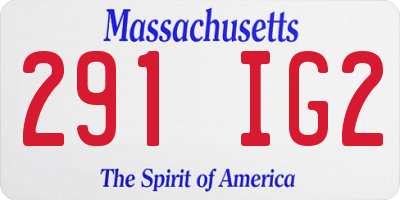 MA license plate 291IG2